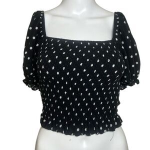 Forever 21 Black and White Polka Dot Blouse Size Small